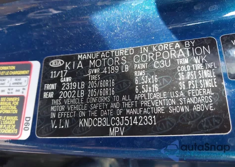 2018 Kia Niro Lx z USA, uszkodzony, nr VIN KNDCB3LC3J5142331